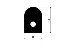 PROFIL GUMOVÝ OBDĹŽNIKOVÝ 29503 - Kompaktný NBR 45°ShA, čierny s dutinkou 4 mm, šírka 12x18 mm (-40°C/+85°C)