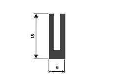PROFIL TVAR U EPDM 70°ShA 26065 - Tvar "U" 6x15/2 mm, guma EPDM, -40°C/+100°C