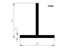 PROFIL "T" EPDM 65°ShA 27056 - Tvar "T" 50x50 / hrúbka 4 mm