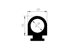 PROFIL EPDM 70°ShA 26074 - Gumový profil 32x25/18, pre drážku 12,2 mm