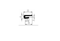 PROFIL TVAR U EPDM 60°ShA - Tvar "U" 22x8/3mm, guma NBR, -40°C/+70°C