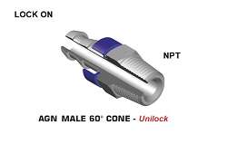 LOCK ON-AGN NPT/NEREZ - Unilock NPT male s bajonetom pre hadice do 18 bar