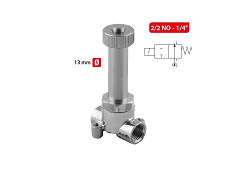 X2F 2/2 NO/SS - SOLENOID PRE KVAPALINY - NC nerezový, normálne otvorený priem. 13 mm, 50 bar/60-510L/hod.