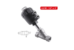 X2Y 2/2 NC SEDLOVÝ FLUID/AIR SS/PTFE - Nerezový vzduchovým piestom ovládaný uzáver DN 15 a 50