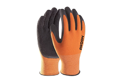 OCHRANNÉ RUKAVICE PETRAX - Pletené bezšvíkové polyesterové rukavice, máčané v čiernom latexe