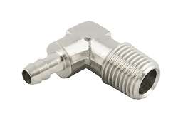 62355 HADICOVÝ ADAPTER 90° AG / HADICOVÝ TRN - Nerezový tŕň AISI 316L AR 1/8,1/4 - tŕň 6 až 9 mm (-110/+300°C)